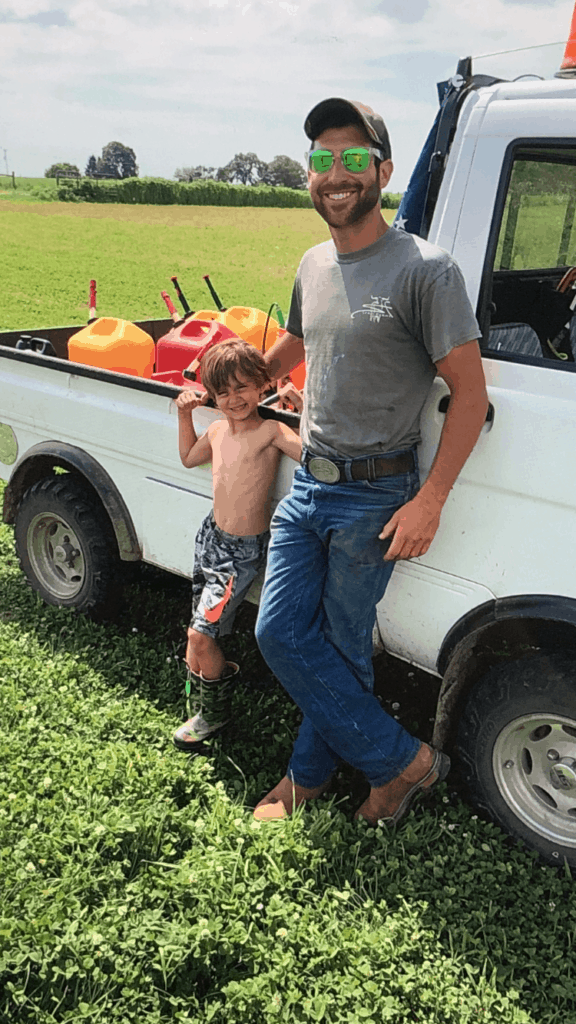Nick Sergi and his nephew, Declan Sergi, working around the farm in summer 2018